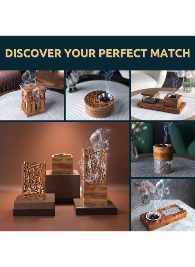 HilalFul UAE Kosso Wood Map Madkhan Incense Holder | Home Decoration Incense Stand | Bakhoor Burner | Home Fragrance | Diffuser | Madkhan | Gift Set for Wedding, Anniversary, Eid, Ramadan - Image 5